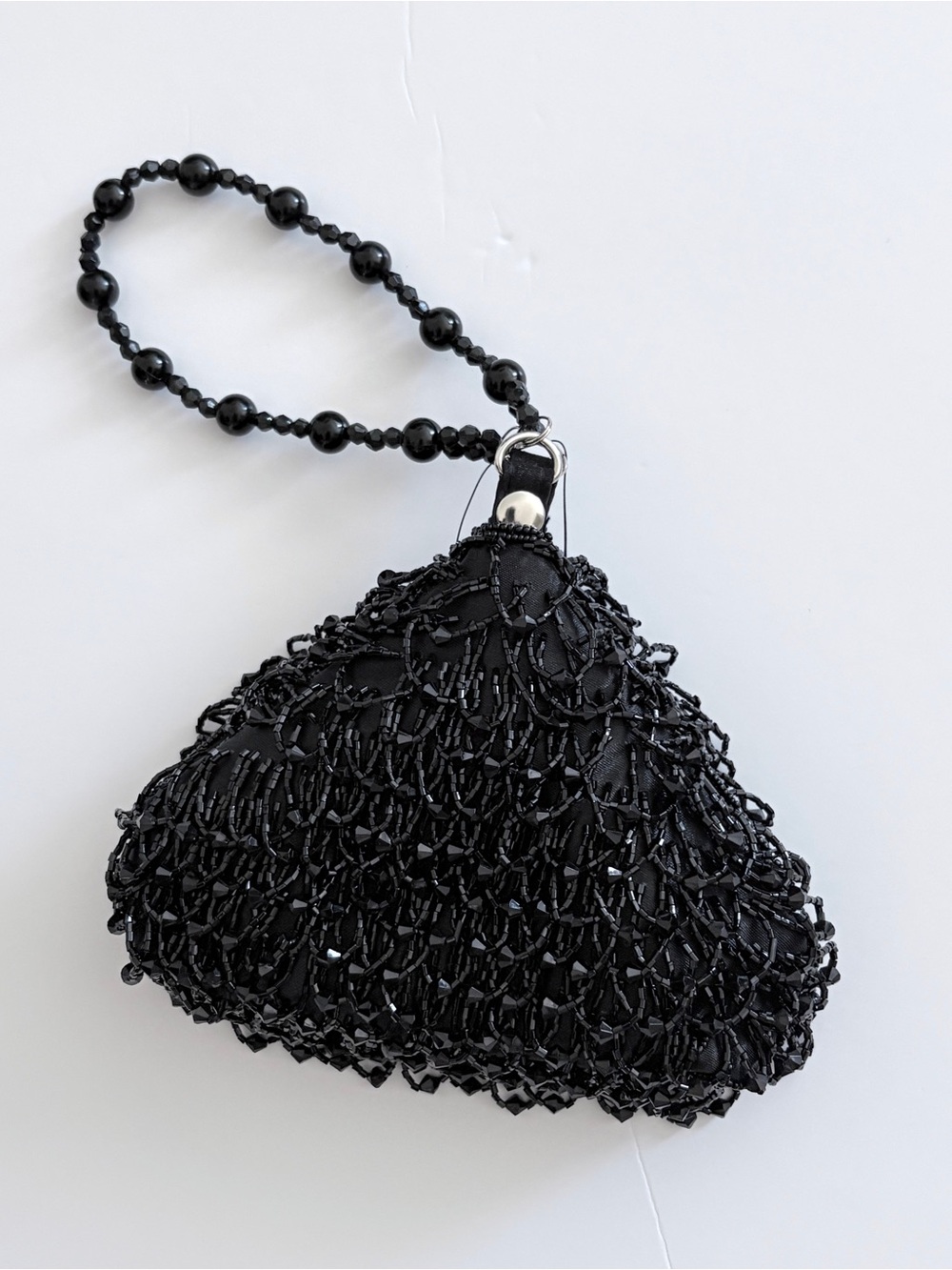 Beaded Black Evening Wristlet Clutch